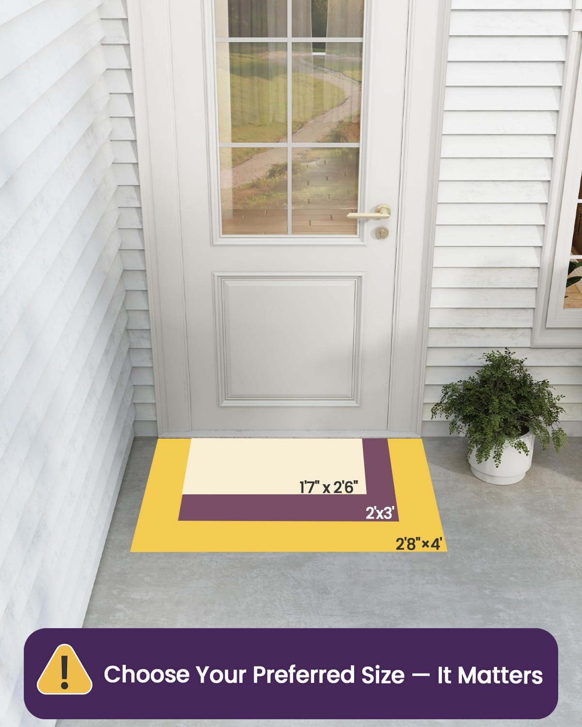 DEXI Front Door Mat Outside Entrance Rubber 19x30, Welcome Floor Doormat Heavy Duty Non Slip, Dirt Trapper Waterproof Exterior Entry Mats All Weather for Patio Entryway Drainage, Black