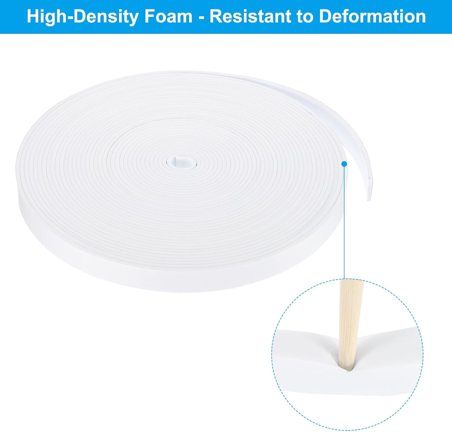 PATIKIL Weather Stripping Door Seal Strip, 3/8 Inch x 1/4 Inch x 32 Ft Self Adhesive Soundproof High Density Foam Tape Insulation for Door Window Air Conditioning, White - Colors B