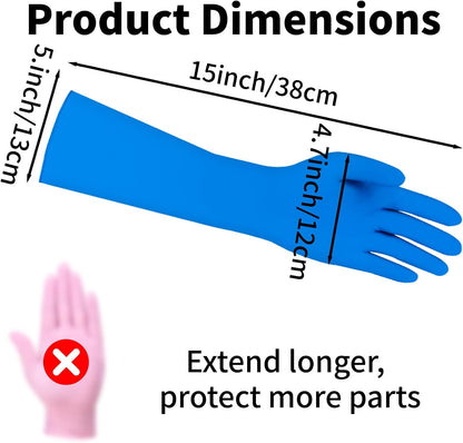Long Sleeves Durable Disposable Nitrile White Gloves 15inches,Household Cleaning Dishwashing Waterproof 30PCS