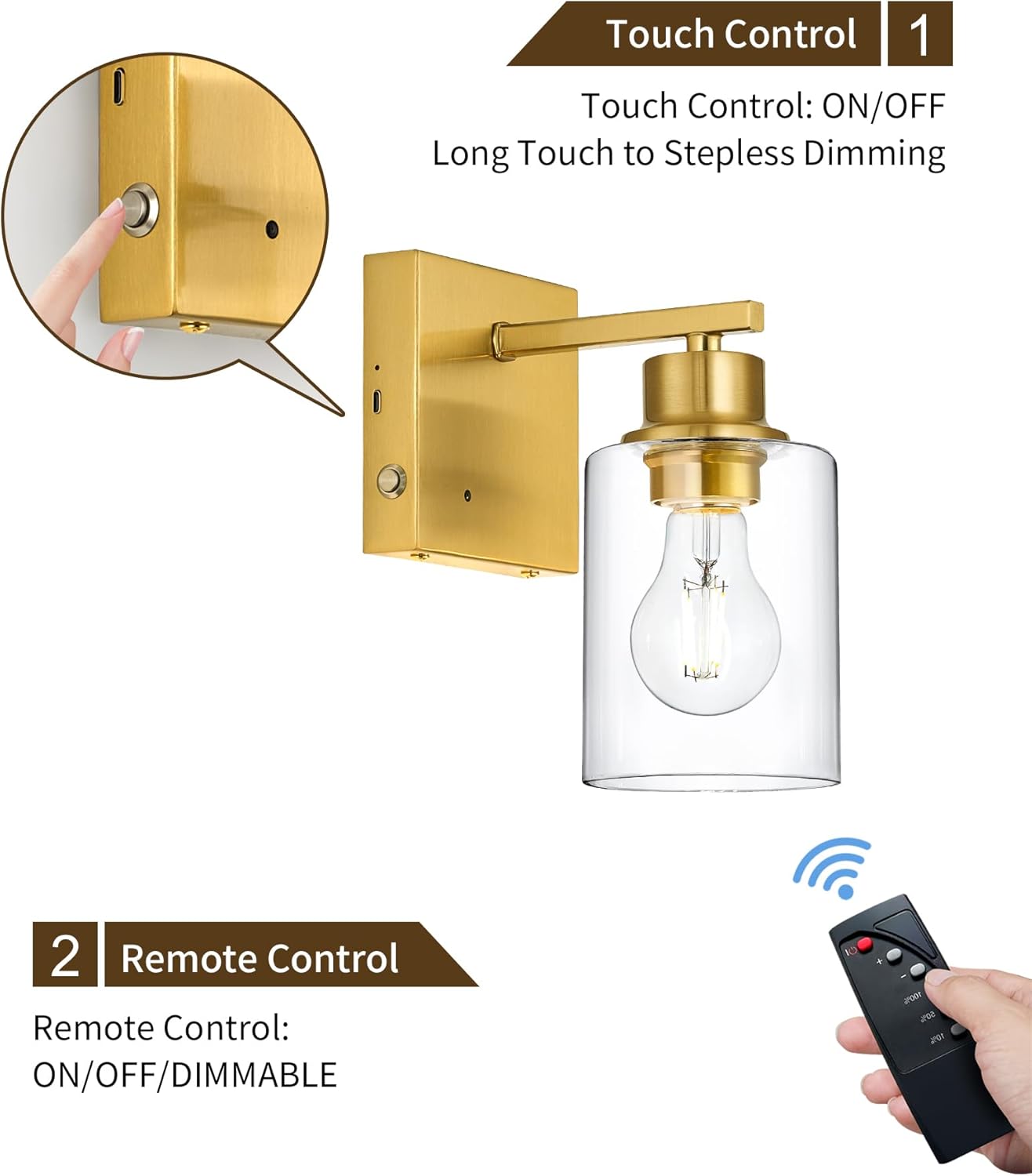 Battery Operated Wall Sconce Set of 2, Black Rechargeable Wall Lights with Timer Function, Easy Install Dimmable Wireless Wall Lamps Sconces Wall Decor for Living Room Bedroom Hallway, Emergency 3000K