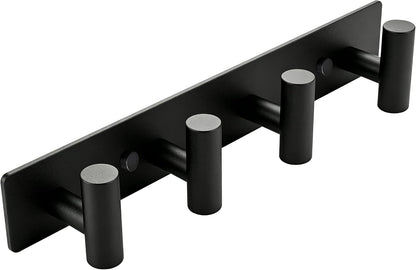 Matte Black Coat Rack Wall Mount - 6 Hooks, Heavy Duty Stainless Steel Wall Hooks for Towels, Coats, Robes, Bags, Hats, Keys, Wall Coat Hanger for Bathroom, Entryway, Kitchen, Hotel, Bedroom, Office