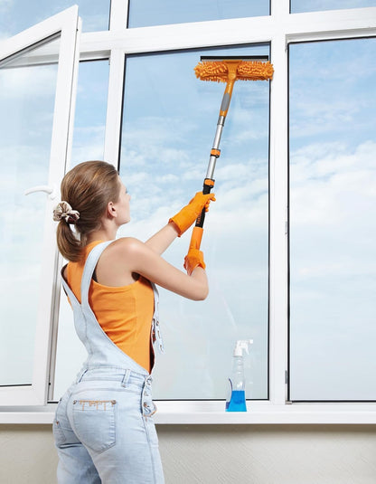 5-24 ft Long Telescoping Extension Pole // Multi-Purpose Extendable Pole with Universal Twist-on Metal Tip // Lightweight and Sturdy // Best Telescopic Pole for Painting, Dusting and Window Cleaning