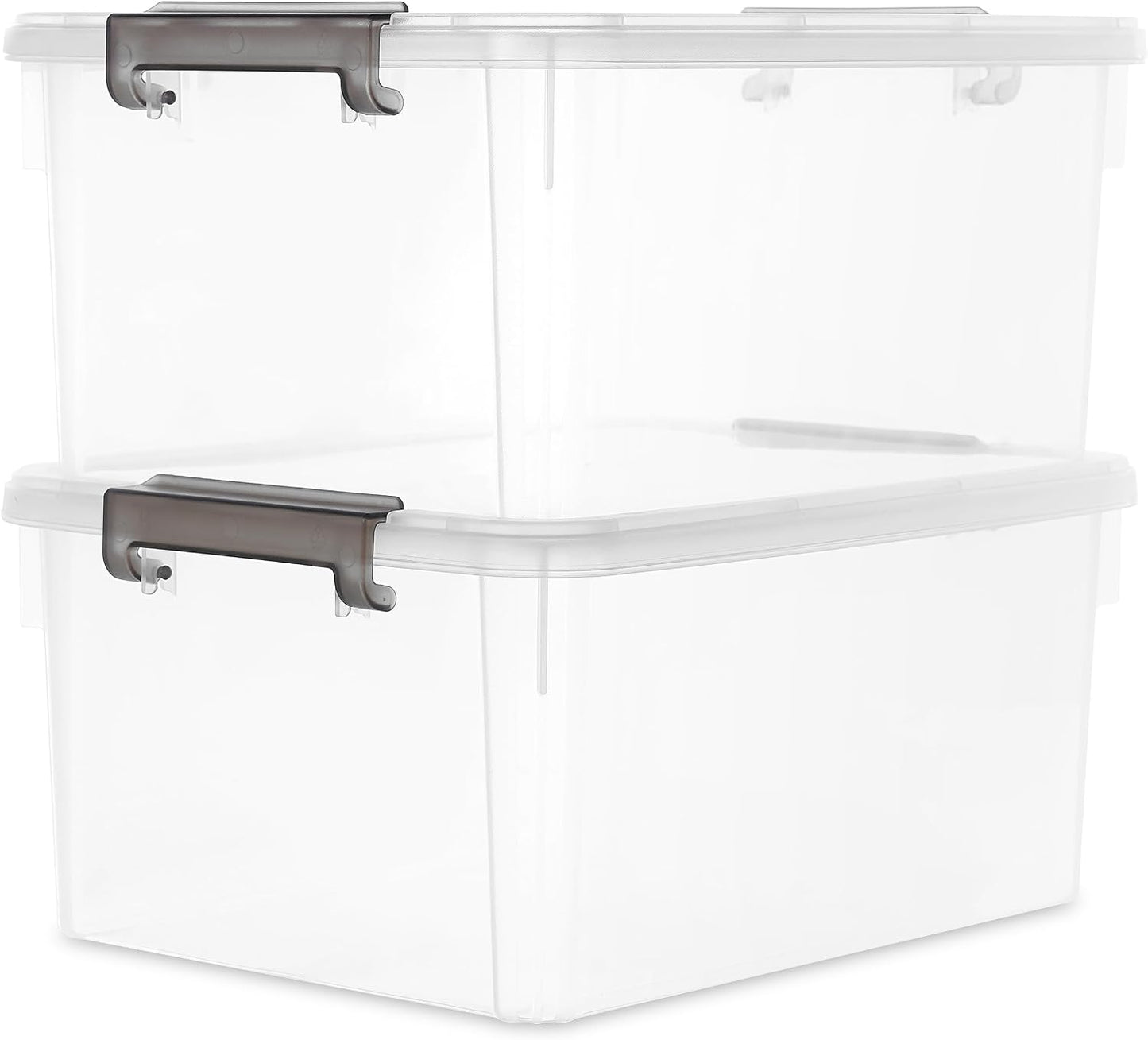 Citylife 57 QT Plastic Storage Bins with Double-Opening Lids, Storage Containers for Organizing, Large Clear Storage Box for Closet, Blankets, 2 Packs