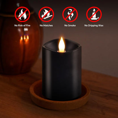 3x4 Flickering Flameless Candles Set of 3,Real Wax Pillar LED Candles,with Timer,4 inch Flameless Candles with Remote,for Party Wedding Holiday Home Decor,Ivory