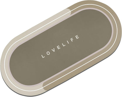 Rubber Bath mats Quick-Drying Non-Slip Bathroom mat Super Absorbent Bath mat Instant Dry Bath mat, Bathroom Rug in Front of The Kitchen Sink, Shower Room, Bathtub, Oval(Grey+16.9x26.7in)