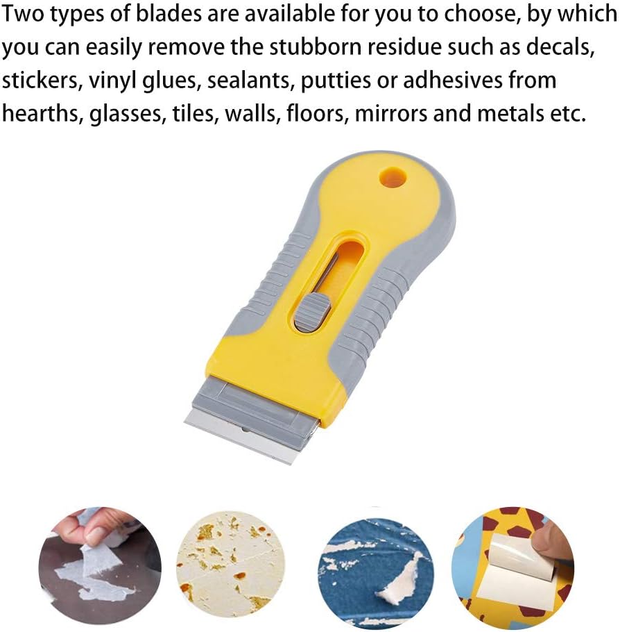 WEGAZ-2 Pack Razor Blade Scraper with 100 Extra carbon steel Blades, Scraper Tool for Cleaning Window, Paint, Cooktop, Oven, Glass Stove Top Scraper