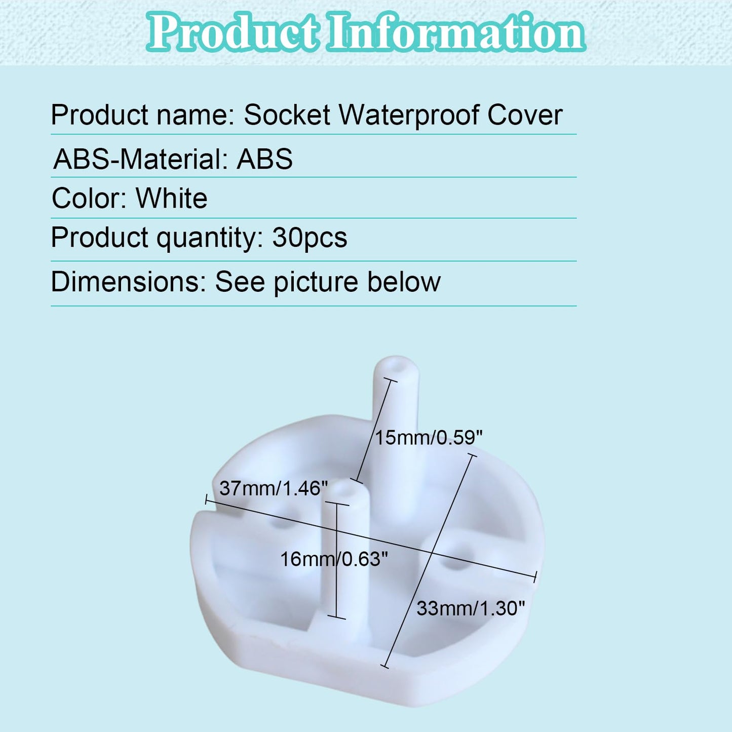 Fielect Outlet Plugs Covers Childproof EU Plug Protectors Electric Socket Cover Electrical Protector 2-Hole White 30Pcs