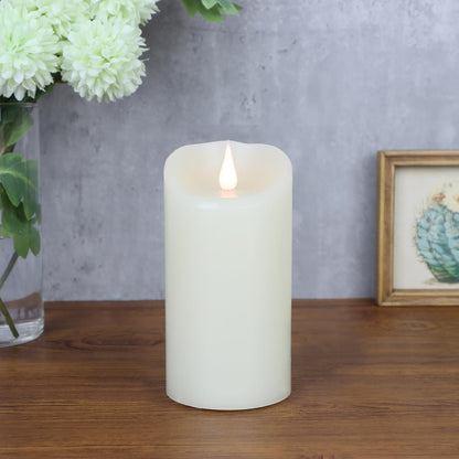 TECHLONG Flameless Candles with Remote Timer, 3D Moving Flickering Flame Battery Operated Candles Lasting 1000+ Hours, 3" x 5" Ivory Real Wax Electric LED Pillar Candles, Set of 2