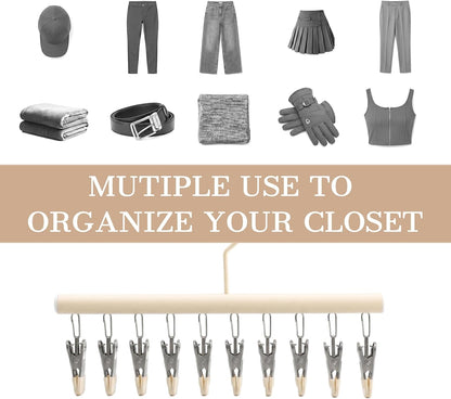 Soboto Stainless Steel Clothes Clips 2 Pack 10 Clip Closet Organizers and Storage Closet Organizer Rustproof Heavy Duty for Home Indoor Outdoor Laundry Organization