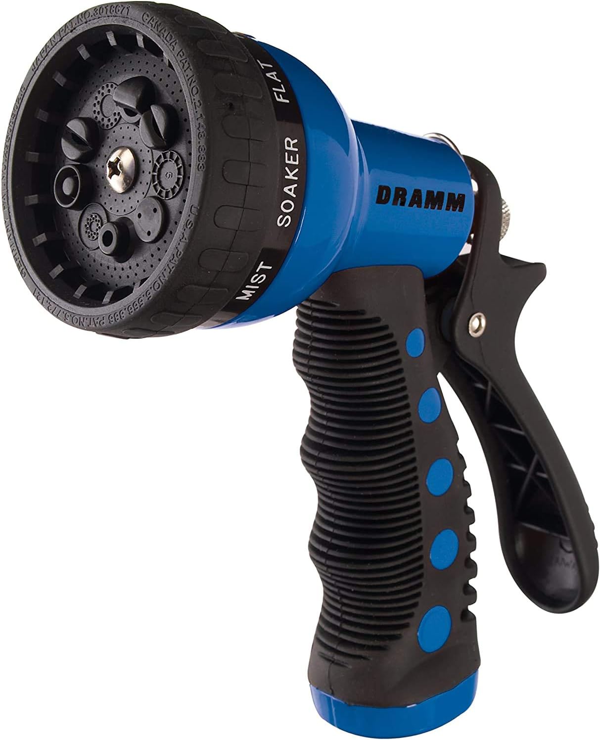 Dramm Revolver Heavy Duty Metal Garden Hose Nozzle – 9 Spray Patterns, High Pressure Jet, Thumb-Control Flow, Ergonomic Grip – Green