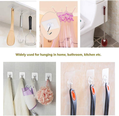 8 Pack Large Adhesive Hooks 22Ib(Max),Waterproof and Rustproof Wall Hooks for Hanging Heavy Duty,Stainless Steel Towel and Coats Hooks to use Inside Kitchen Bathroom Home and Office