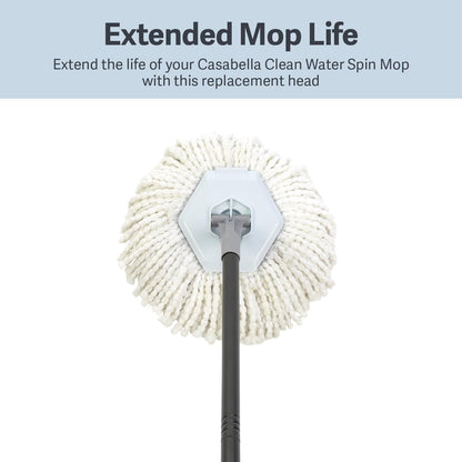 Casabella Spin Mop System with Extra Mop Head Refill - Two-Bucket Design with Splash Guard Built-in Measuring Cup and Scraper Tool with Easy Wring Pedal Spinner, 1.25-Gallon, Blue