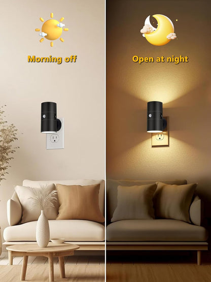 Night Light with Motion Sensor & Dusk to Dawn Sensor, Plug into Wall Night Light with 30-100lm Adjustable Brightness, Motion Activated Night Light, 3000K Warm White for Bedroom Hallway Bathroom Stairs