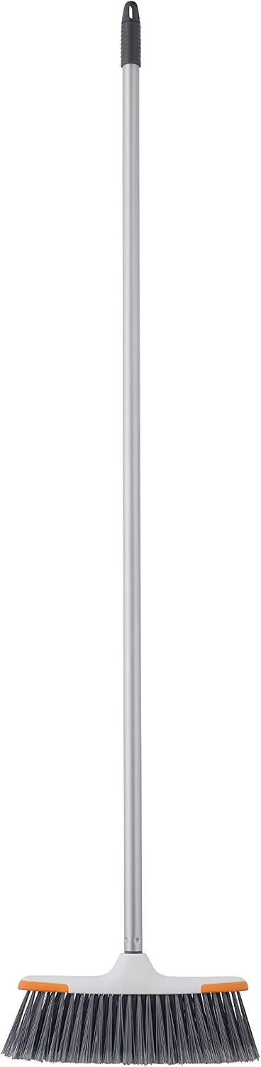 Superio Grey Broom, Heavy-Duty Indoor & Outdoor Broom with 48-Inch Handle, Multi-Surface Floor Cleaning for Home, Kitchen, Garage & Office