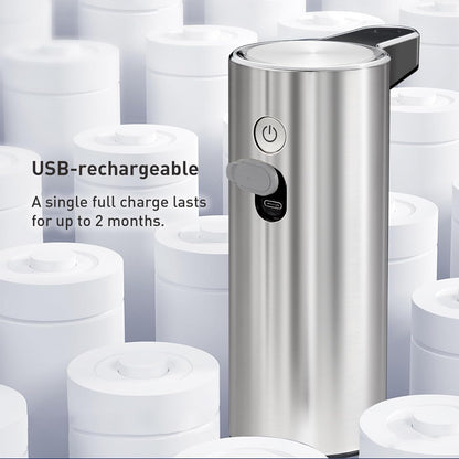 EKO Aroma 9 fl oz Automatic Liquid Soap Dispenser, Rechargeable & Water-Resistant Soap Dispenser for Kitchen and Bathroom with Adjustable Volume Control (Matte Black Steel)