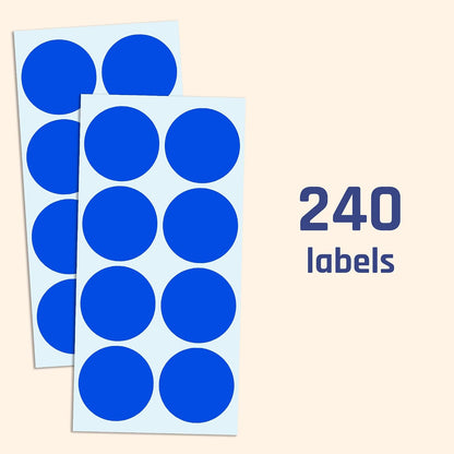2" Round Large Colored Moving Stickers Labels - 10 Colors, Pack of 240