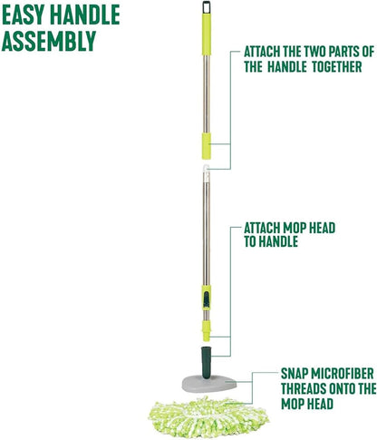 Pine-Sol Spin Mop and Bucket Set - Microfiber Mop Head with Extendable Handle and Easy Wring Bucket - Multi Surface Floor Cleaning System for Wet Mopping