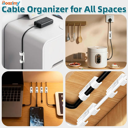 Self Adhesive Cable Clips 60 Pcs, 7.5mm Black Wire Holders with Strong Adhesive, Cord Management Organizer for Under Desk Wall TV PC Ethernet Cable