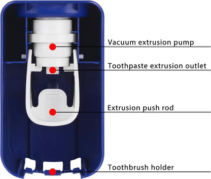 2 Slot Toothbrush Holder and Toothpaste Dispenser Wall Mounted, Automatic Toothpaste Squeezer, 2 in 1 Tooth Brush Toothpaste Organizer for Shower (Grey)