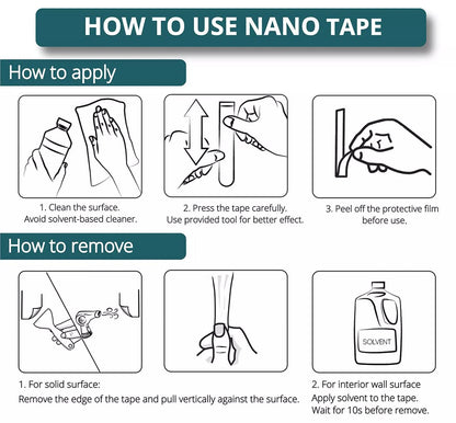 Heavy Duty Double Sided Nano Tape, 16.5FT Removable Mounting Tape, Clear Sticky Wall Tape No Residue, Multipurpose Adhesive Tape for Home Office, Poster, Picture Hanging, Indoor & Outdoor Use