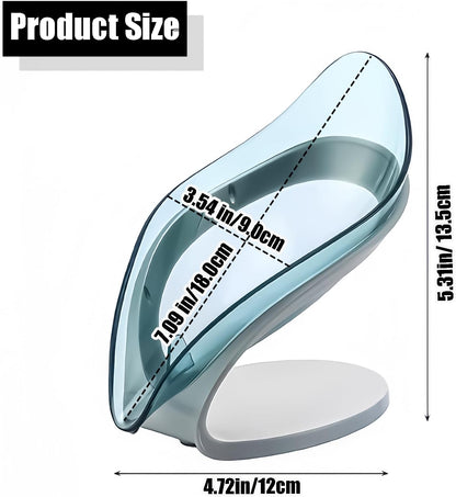 Leaf-Shaped Soap Dish – Premium Soap Bar Holder with Self-Drainage System – Bar Soap Holder for Shower, Bathroom Sink, Kitchen – Waterfall Soap Dish with Stand