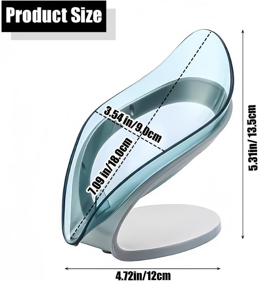 Leaf-Shaped Soap Dish – Premium Soap Bar Holder with Self-Drainage System – Bar Soap Holder for Shower, Bathroom Sink, Kitchen – Waterfall Soap Dish with Stand