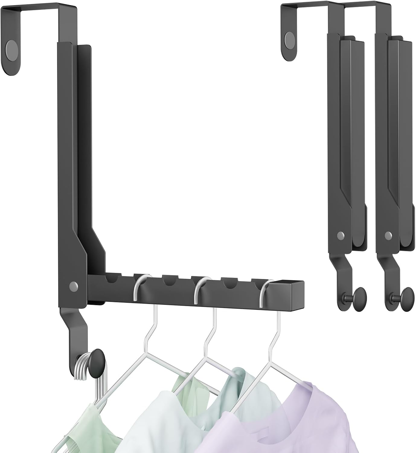 2 Pack Over The Door Hanger Folding Clothes Drying Rack, Folding Hanging Coat Rack for Indoor Laundry Room Compact Small Space Foldable Portable Clothing Hanger Hook Collapsible (Wihte-2(Upgraded))
