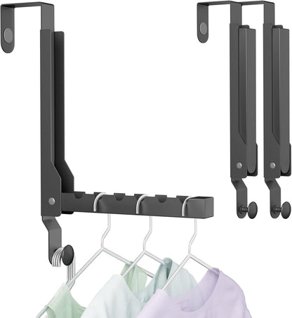 2 Pack Over The Door Hanger Folding Clothes Drying Rack, Folding Hanging Coat Rack for Indoor Laundry Room Compact Small Space Foldable Portable Clothing Hanger Hook Collapsible (Wihte-2(Upgraded))
