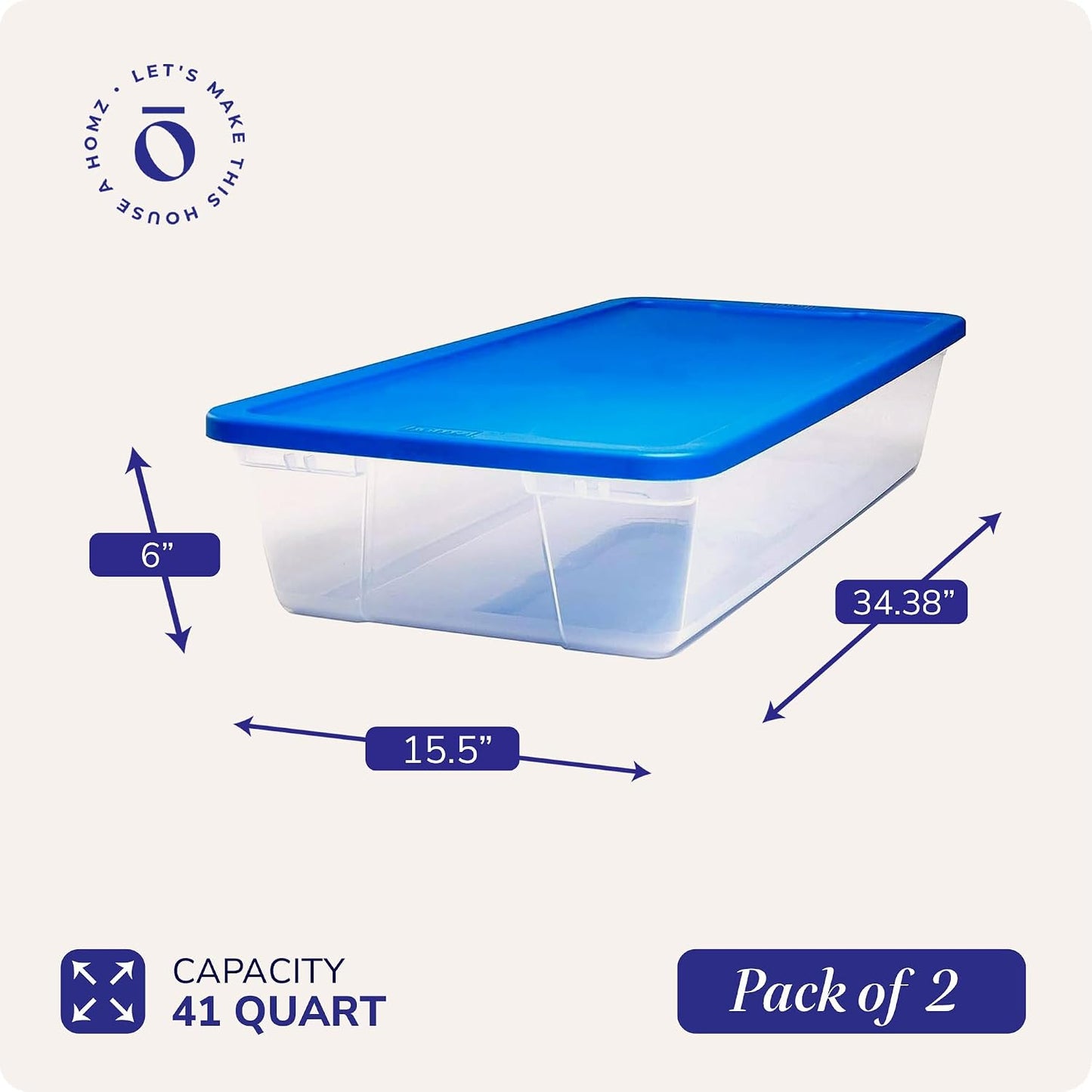 HOMZ 2-Pack Snaplock, Small Clear Plastic Storage Organizer Bins w/ Lids, 28 Quart, Gray - Stackable Container Boxes for Bedroom, Bathroom, Garage, and Office Organization