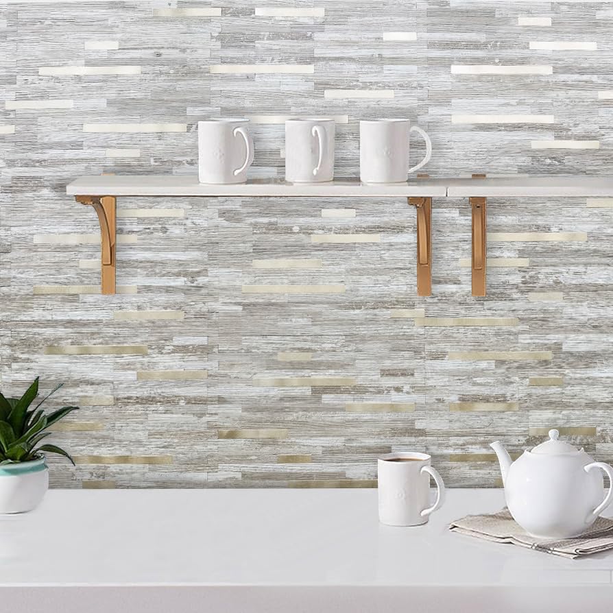 DICOFUN 10-Sheet Peel and Stick Backsplash Wall Tile, PVC Kitchen Backsplash Peel and Stick in Sandstone, 9.4 sq.ft