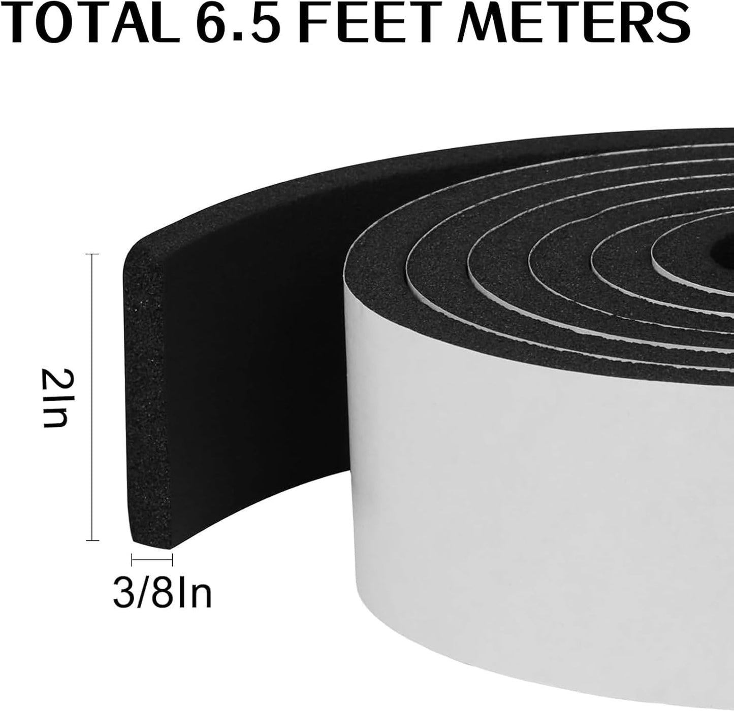 Storystore Weather Stripping Door Seal Strip, 1/2In x 1/4In x 16.5FT Self Adhesive Foam Tape for Door Window Insulation Soundproofing Weatherstrip, High Density Foam Seal for Doors Windows Furniture