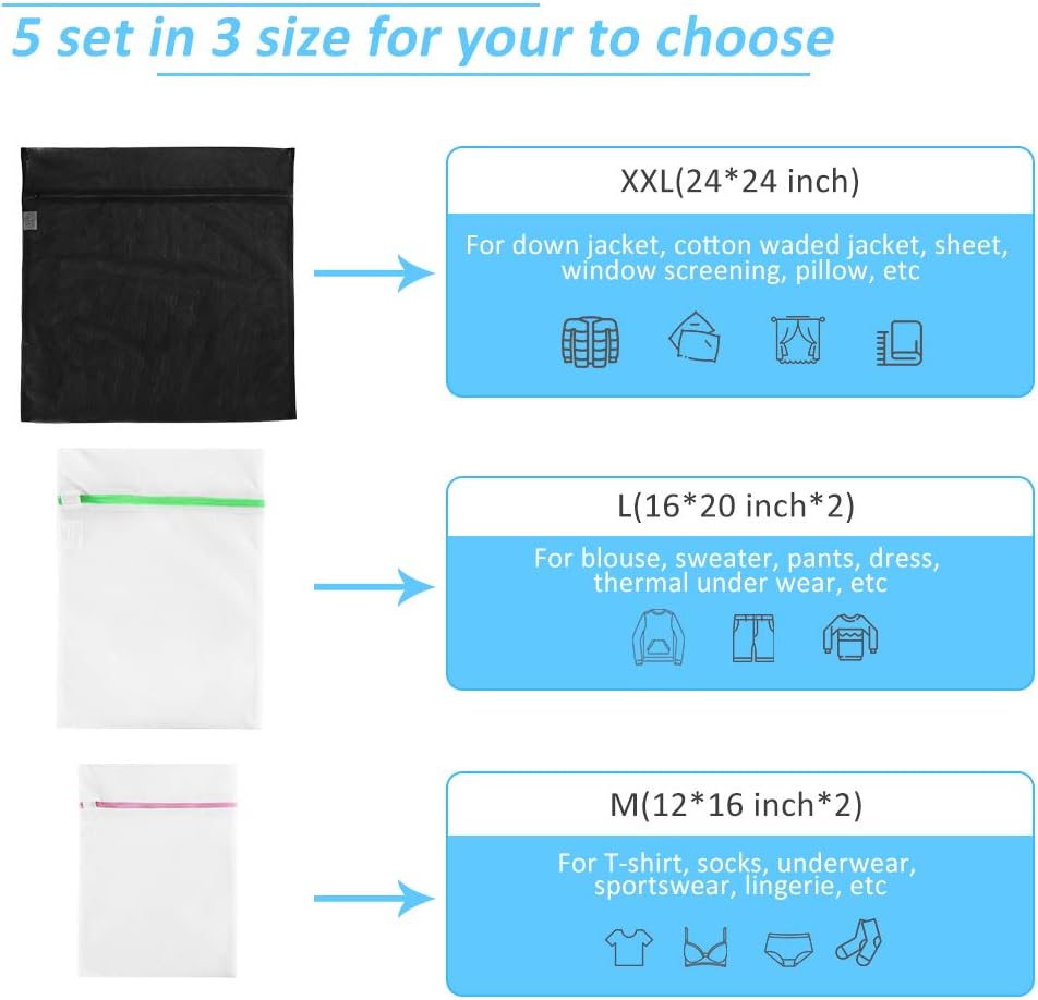 GOGOODA Mesh Laundry Bags for Delicates Durable Protective Wash Bags | Travel Storage Bags for Intimates Lingerie, 3PCS（3XXL）