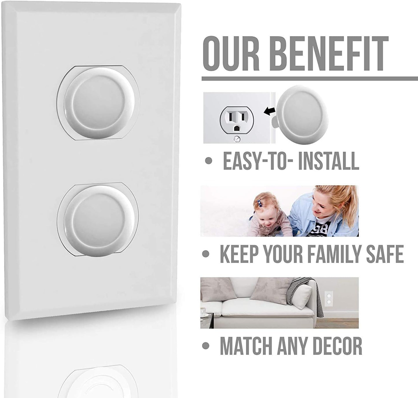 Tiny Patrol Outlet Covers Child Proof Plug Cover for Electrical Outlets Baby Proof Socket Safety Proofing Wall Guards Protectors - 24 Count