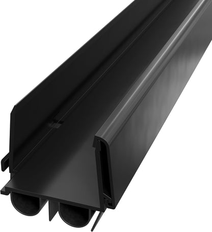 42 Inch Black, Adjustable Double Bubble Door Sweep for Exterior Doors, Under Door Seal with Drip Edge and Punched Drainage Channel, Pre-Notched for Weatherstripping, Trim-to-Fit Avodah Hardware