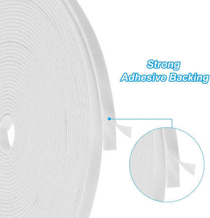 PATIKIL Weather Stripping Door Seal Strip, 3/8 Inch x 1/4 Inch x 32 Ft Self Adhesive Soundproof High Density Foam Tape Insulation for Door Window Air Conditioning, White - Colors B
