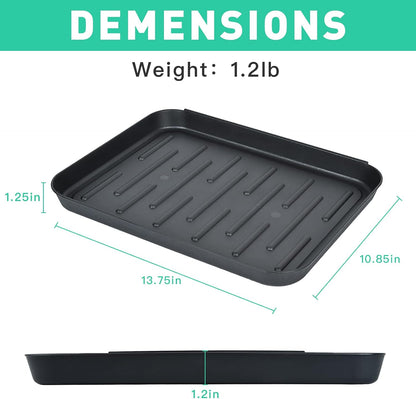 3 Packs Square Boot Tray, Akamino Plastic Utility Shoe Mat Tray for Entryway Indoor and Outdoor Use in All Seasons, 13.7x10.6x1inch,Black