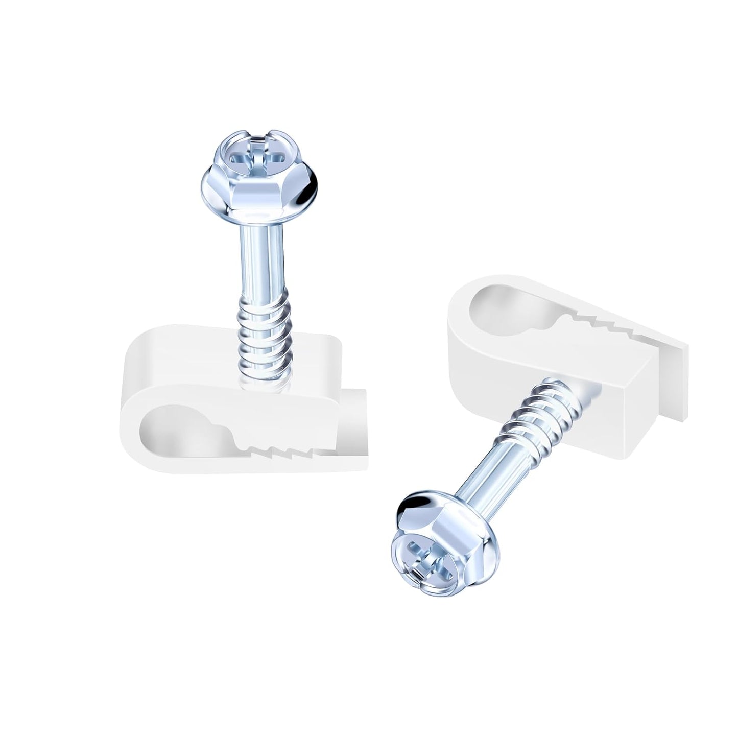 Cable Clips with Screws Fastener 1/4 Inch (6 mm) - All Weather Wire Clips for Coaxial, Ethernet,Electrical Cables,Brick/Stucco Siding Clips, UV-Resistant for Outdoor Wall Mount,30 Pack,White