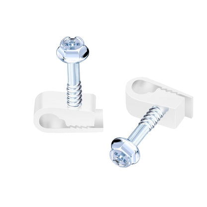 Cable Clips with Screws Fastener 1/4 Inch (6 mm) - All Weather Wire Clips for Coaxial, Ethernet,Electrical Cables,Brick/Stucco Siding Clips, UV-Resistant for Outdoor Wall Mount,30 Pack,White