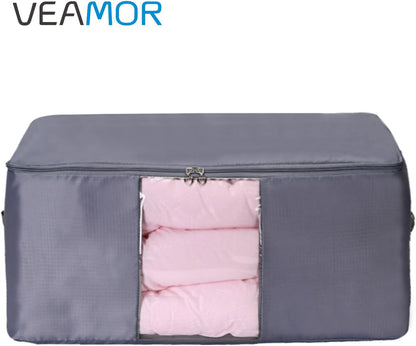 Comforter Storage Bags Pack of 2,Pillow Beddings/Blanket Clothes Organizer Storage Containers with Zippers,Breathable and Moistureproof(Black,2pcs)