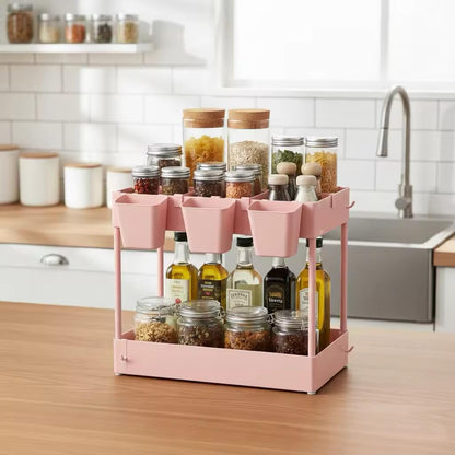 danpinera Storage Cart on Wheels, 3 Tier Slim Laundry with Wheels Bathroom Organizer with Hanging Cups Hooks Dividers Handle Mobile Rolling Art Cart for Bathroom Kitchen Narrow Places, White