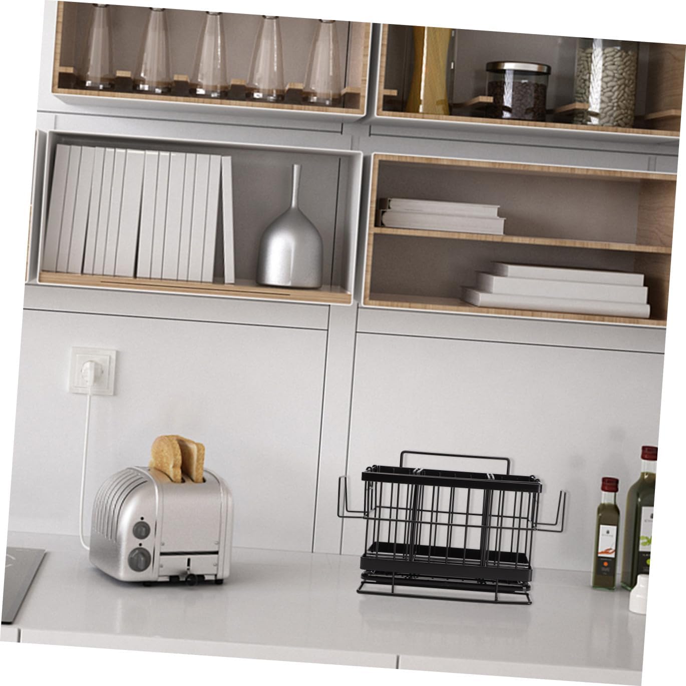 Happyyami 1pc Stainless Steel Adjustable Sponge Shelf Wall-Mounted Dish Cloth Rack Ventilated Design for Kitchen Storage for Drying Rags and Cleaning Utensils
