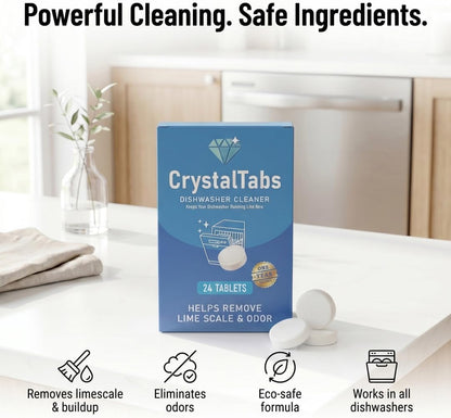 Dishwasher Cleaner Tablets – Deep Clean Descaler – Fragrance-Free – Removes Lime Scale, Hard Water & Odor – 24 Count Year Supply