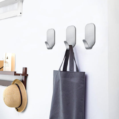 FOTYRIG Adhesive Hooks Hat Hooks Hanger, Strong Waterproof Stainless Steel Wall Hangers Sticky Hooks for Hanging Bathroom Kitchen Stick on Wall Hooks-16 Packs