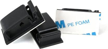 Cable Clips 3M Adhesive, Multipurpose Wire Clamps for Cable Management and Cable Runs - 50 Pack Black Bundled with 10 Reusable Cable Ties