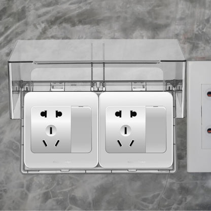 Garneck Waterproof Outdoor Outlet Cover: Weatherproof Double-Gang Electrical Receptacle Protector Box with flip-top design Adhesive wall mount Plug Socket Cover for Home, Kitchen, Bathroom, Patio