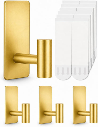 Removable Towel Hooks for Bathrooms, Heavy Duty Adhesive Hooks for Walls No Damage, Black Home Storage Hooks for Inside Shower, Sticky Hooks for Hanging Robe Coat Loofah Clothes Kitchen, 14Pcs Sus304