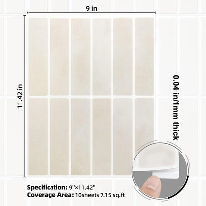 Peel and Stick Backsplash Tile for Kitchen, 10 Sheets, 11.42''x9'' | Beige Gray 3D Self Adhesive Wall Tile Back Splash for Kitchen, Bathroom, Laundry Room