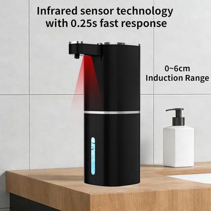 Automatic Foaming Soap Dispenser, Touchless Hand Soap Dispenser, USB Rechargeable, 4 Adjustable Levels, 14.2 oz (420 ml) Large Capacity, for Bathroom, Kitchen & School (Black, Foaming)