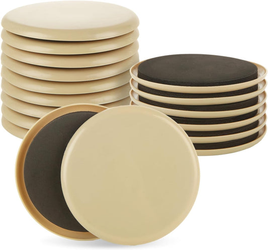 DAJAVE 16 Pack Furniture Sliders for Carpet, 5 Inch Round Furniture Movers Sliders, Heavy-Duty Furniture Sliders for Hardwood Floors, Plastic Moving Pads Heavy Furniture, Floor Protectors