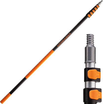 5-24 ft Long Telescoping Extension Pole // Multi-Purpose Extendable Pole with Universal Twist-on Metal Tip // Lightweight and Sturdy // Best Telescopic Pole for Painting, Dusting and Window Cleaning